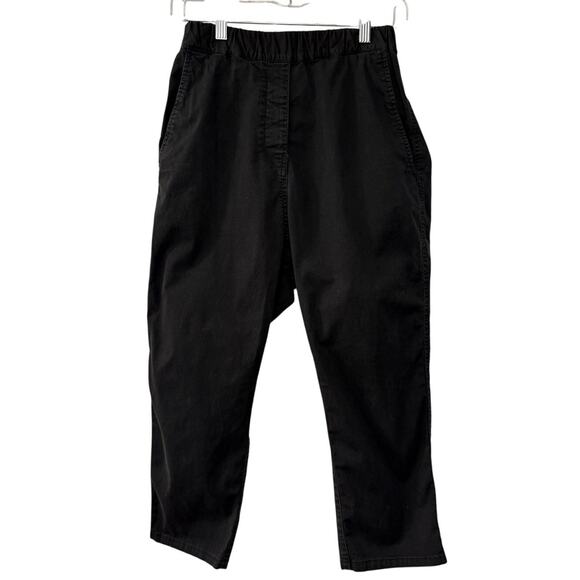 Nili Lotan XS Slouchy Elastic Waist LINEN Luna Pant Crop Black Drop Crotch 0 2 - Picture 2 of 9